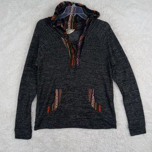 Skonhet‎ Womens Sweatshirt Hoodie Gray Kangaroo Pockets Aztec Long Sleeve Medium